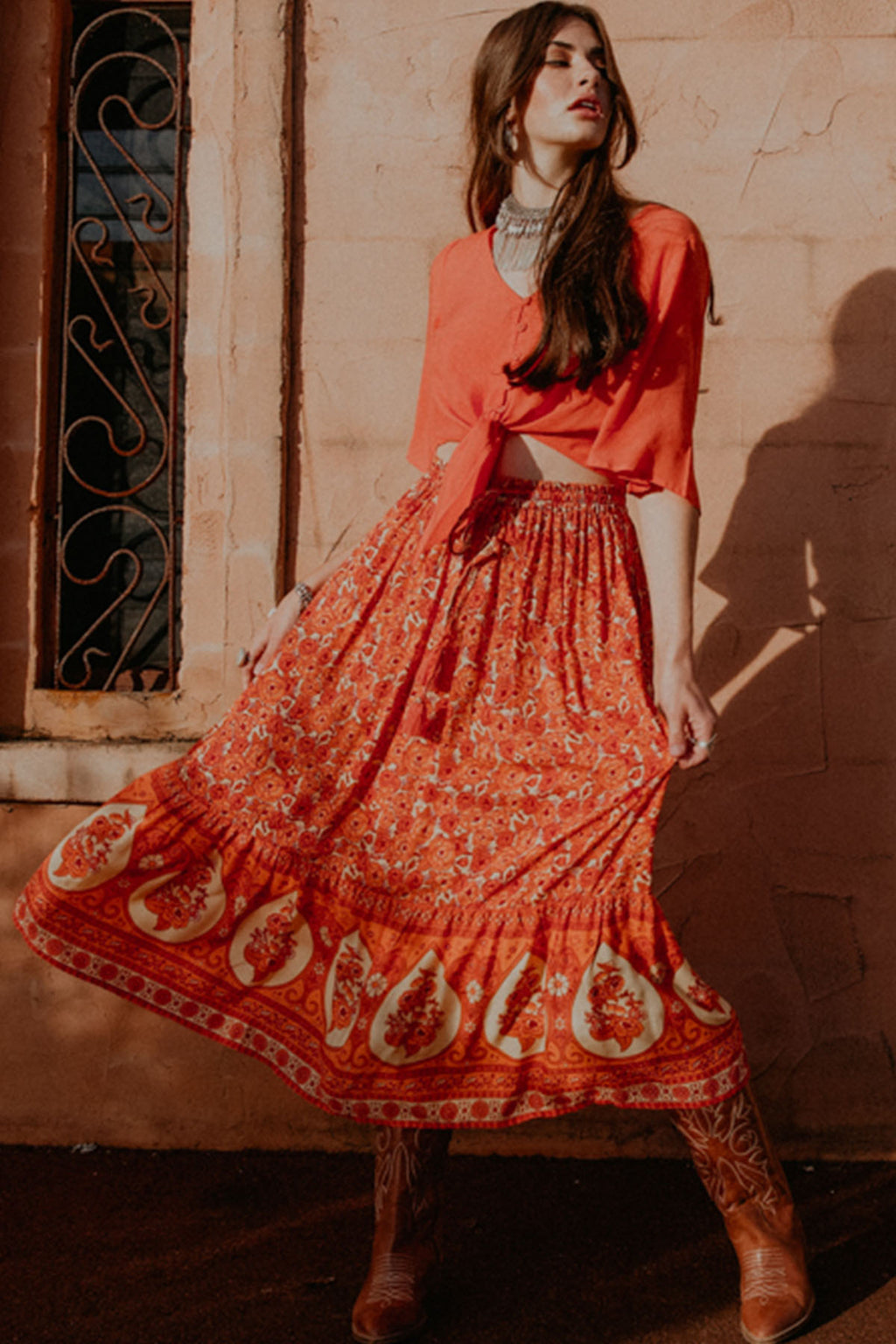 Festival of Roses Skirt - Moroccan Spice - The Bohemian Corner