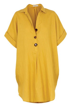 Puglia Shirt Dress - Saffron - The Bohemian Corner