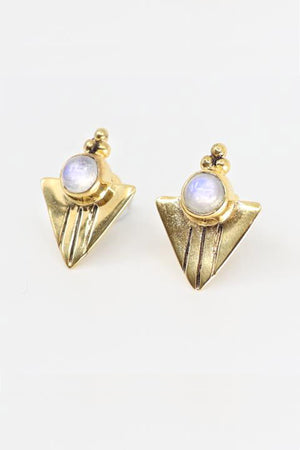 Aquila Gold Earrings - Moonstone - The Bohemian Corner