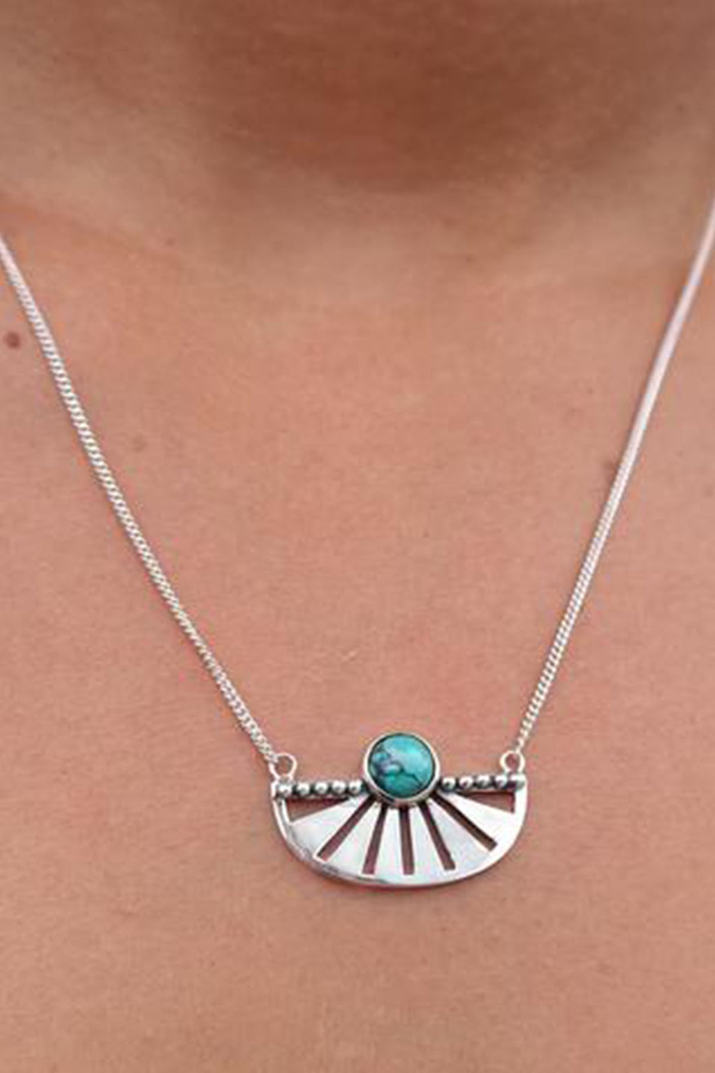 Adrift Silver Necklace - Turquoise - The Bohemian Corner