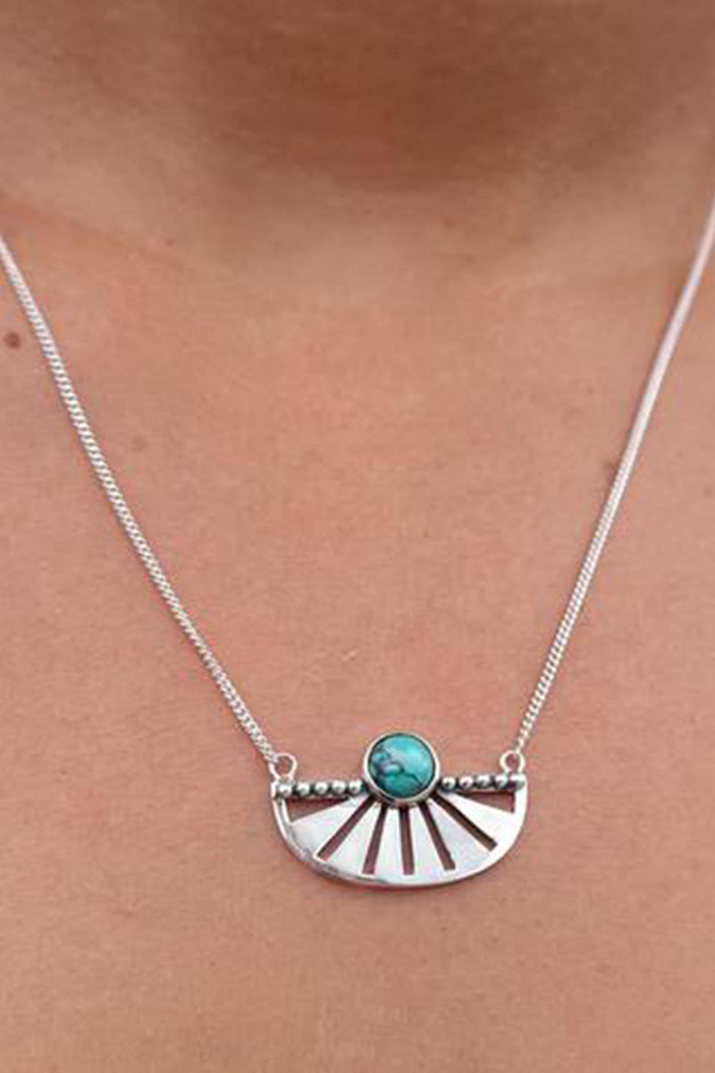 Adrift Silver Necklace - Turquoise - The Bohemian Corner